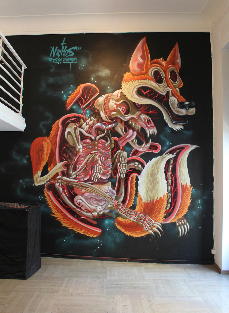 Illustration for article titled Anatomical murals take us inside man-eating sharks and cartoon rabbits